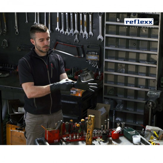 Одноразовые перчатки химостойкие сверхдлинные 30см. Reflexx N79P-M Plus. 7,7 гр. Толщина 0,14 мм.