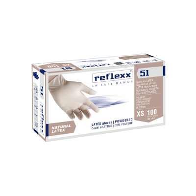 Одноразовые перчатки латексные 24 см. Reflexx R51-L. 5 гр. Толщина 0,08 мм.