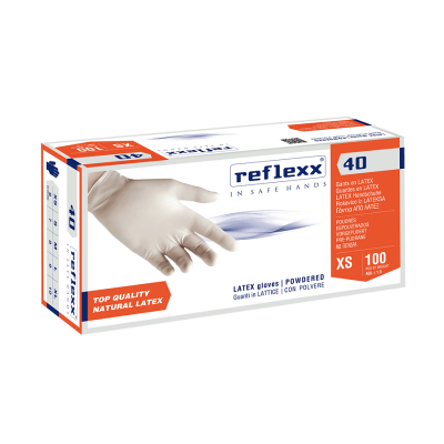 Одноразовые перчатки латексные 24 см. Reflexx R40-XL. 5,4 гр. Толщина 0,09 мм.