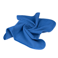 WAFFLE CLEANING TOWEL Полотенце для протирки оверлоченное 55*60 см, синее, 330гр/м2 для сушки авто