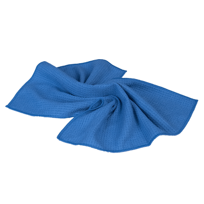 WAFFLE CLEANING TOWEL Полотенце для протирки оверлоченное 40*40 см, синее, 330гр/м2 для сушки авто
