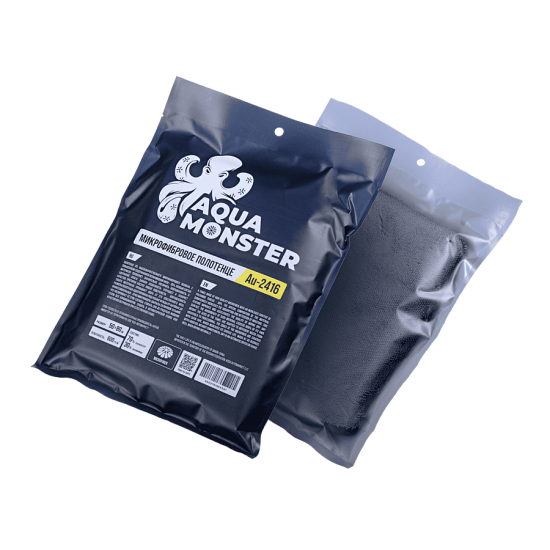 AQUA MONSTER Микрофибровое полотенце 50*80 см, чёрное, 600гр/м2 для сушки авто