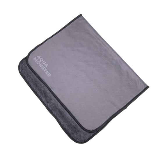 AQUA MONSTER Микрофибровое полотенце 50*80 см, чёрное, 600гр/м2 для сушки авто