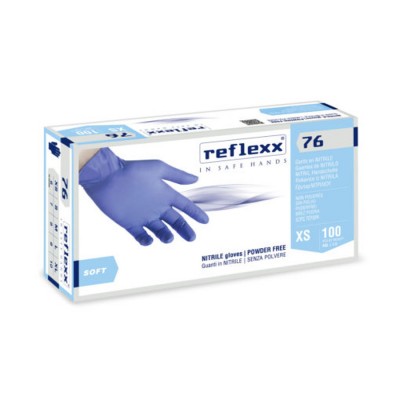 Резиновые перчатки, нитриловые, синие, Reflexx R76-L. 3,5 гр. Толщина 0,07 мм.