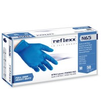 Сверхпрочные резиновые перчатки, нитриловые, синие, Reflexx N65-L. 6,5 гр. Толщина 0,18 мм.