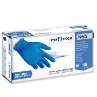 Сверхпрочные резиновые перчатки, нитриловые, синие, Reflexx N65-XL. 6,5 гр. Толщина 0,18 мм.